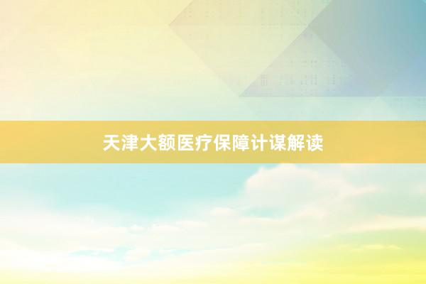 天津大额医疗保障计谋解读